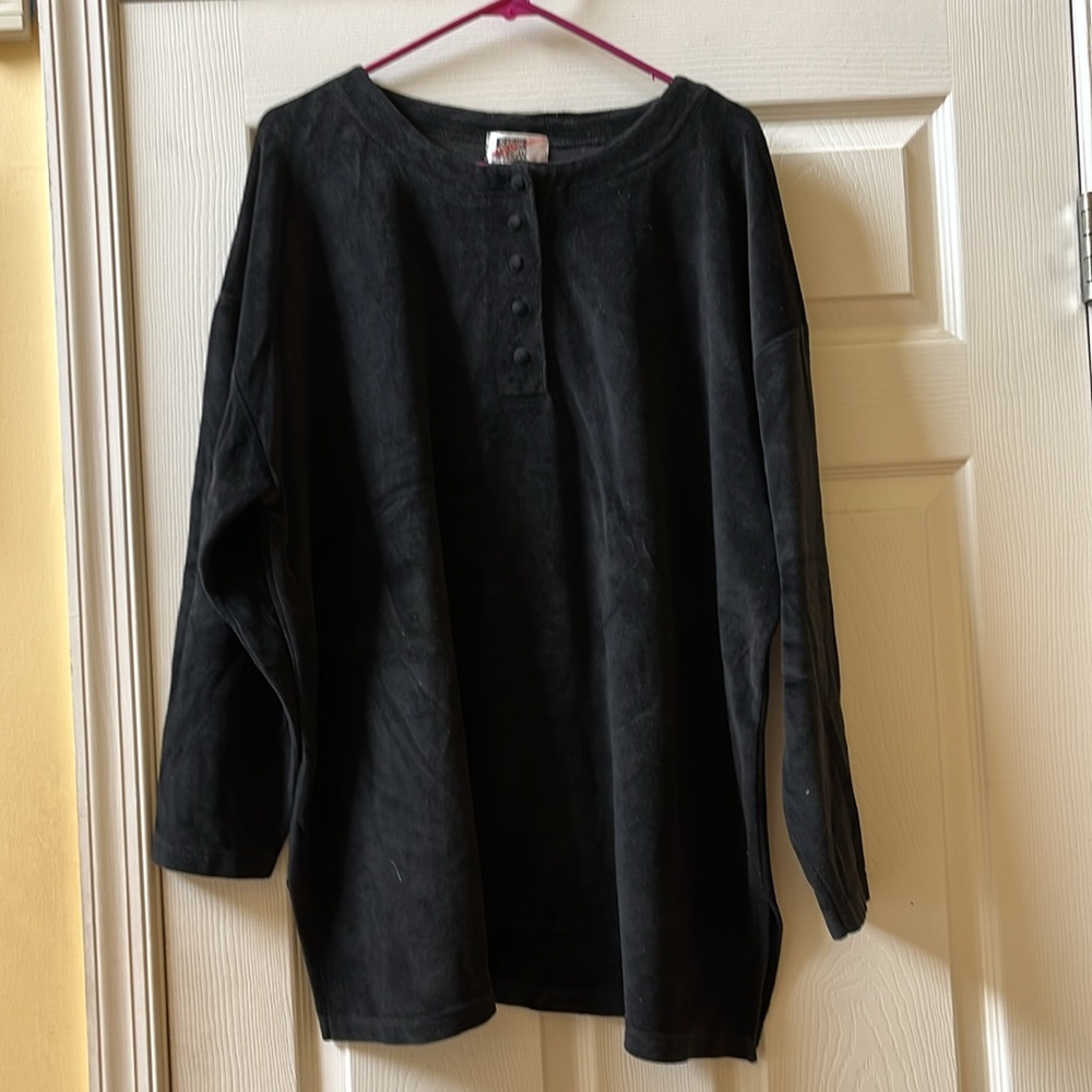 Vintage Sarah Morgan Black Velvet Long Sleeve Top, Size 3X